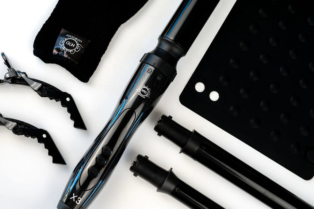 H2D X3 Professional Hair Curling Wand Ceramic Curler Roller - Black