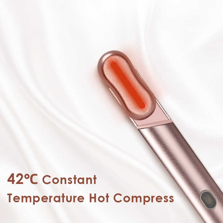 Pink LED Facial Skincare Wand - Portable Eye Care Device, EMS Microcurrent & Red Light Therapy for Wrinkles, Dark Circles, and Puffiness Relief