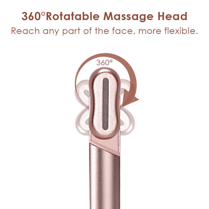 Pink LED Facial Skincare Wand - Portable Eye Care Device, EMS Microcurrent & Red Light Therapy for Wrinkles, Dark Circles, and Puffiness Relief