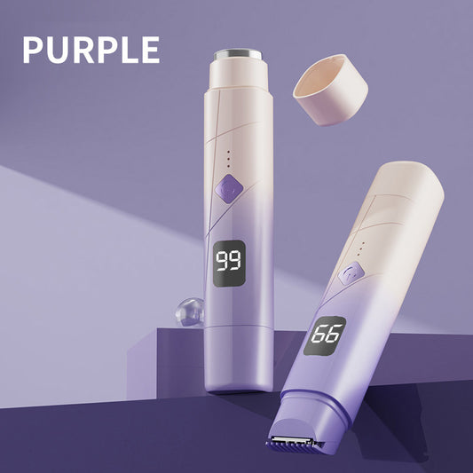 Gradient Purple Double-Headed Hair Removal Trimmer - Precision Shaving & Shortening with Type-C Charging