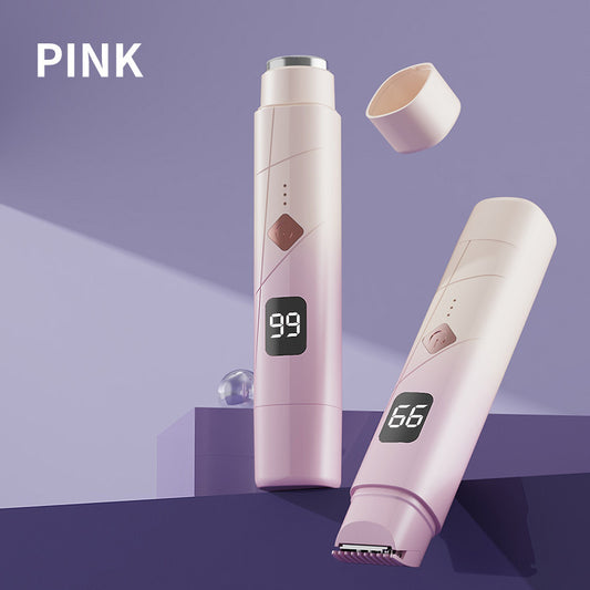 Gradient Pink Double-Headed Hair Removal Trimmer - Precision Shaving & Shortening with Type-C Charging