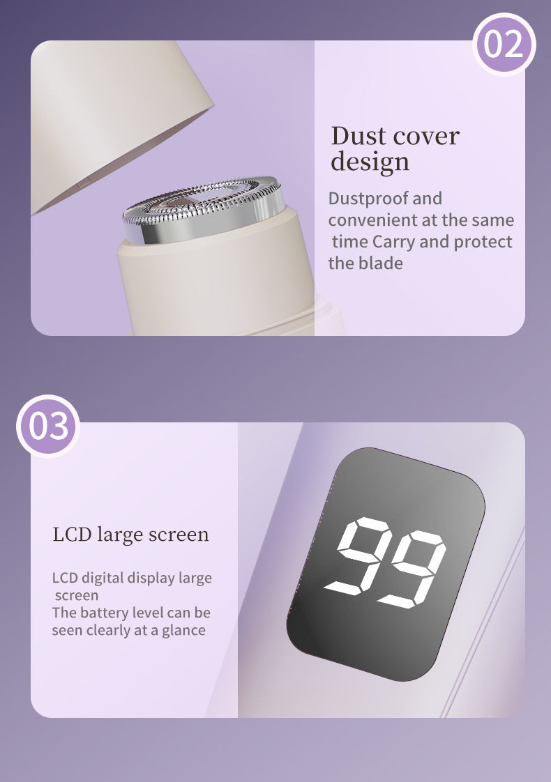 Gradient purple Women's Multifunctional Electric Shaver - Type-C Rechargeable Hair Remover with Display