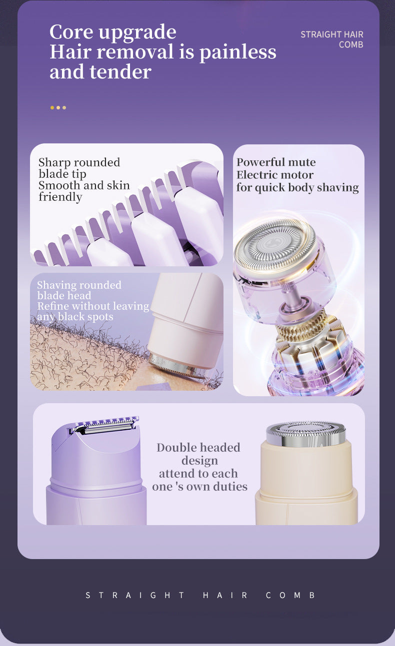 Beige Women's Multifunctional Electric Shaver - Type-C Rechargeable Hair Remover with Display