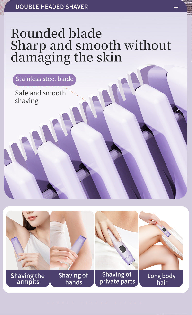 Beige Women's Multifunctional Electric Shaver - Type-C Rechargeable Hair Remover with Display